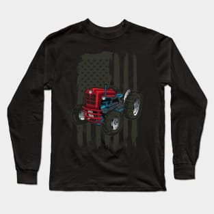 Tractor American Flag Tee Tractors Farm Gift Local Farmer Long Sleeve T-Shirt